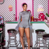 Solid Feathers Long Sleeve Playsuit Woman Jumpsuit Shorts Skinny Stretchy Open Back Bodycon Romper Sexy Night Club Outfits Body