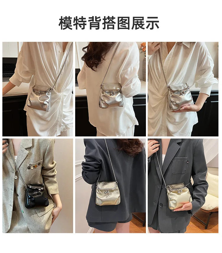 Trendy Korean Fashion Mini Square Bag Vintage Streetwear Elegant Crossbody Bags Casual Y2k Aesthetic Shoulder Handbags for Women