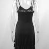 Sexy Summer Mini Dress Women New Black Fashion Streetwear Sleeveless Backless Folds Split Dress Elegant Party Strap A-LINE Dress