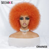 Short Afro Wigs for Black Women Blonde 10" Afro Curly Wig With Bangs 70s Bouncy Natural Synthetic Female Wigs for Party Cosplay