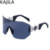 Oversized Shield Rimless Punk Sunglasses Women 2024 Luxury Brand Fashion Winged Sun Glasses For Ladies Shades Eyewear UV400