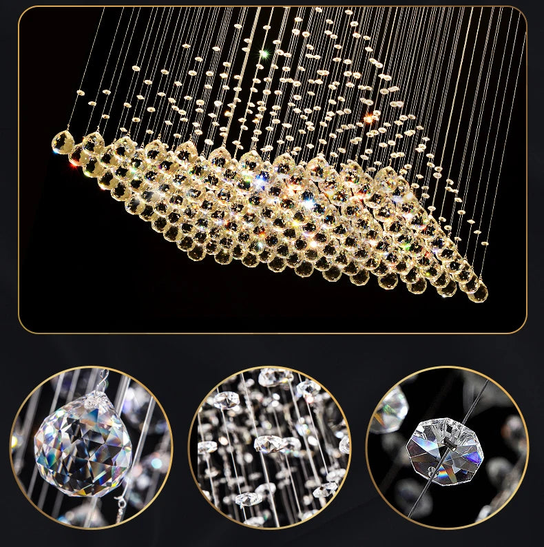 Chandelier K9 Crystal Pendant Ball Square Chandelier Lighting Fixture Raindrop Curtain Glass Chandelier LED Light