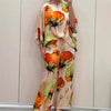 Casual Sets for Women 2 pieces Summer Fashion Printed Satin Two Piece Sets Women Sexy Round Neck Top+Wide Leg Long Pants Outfits