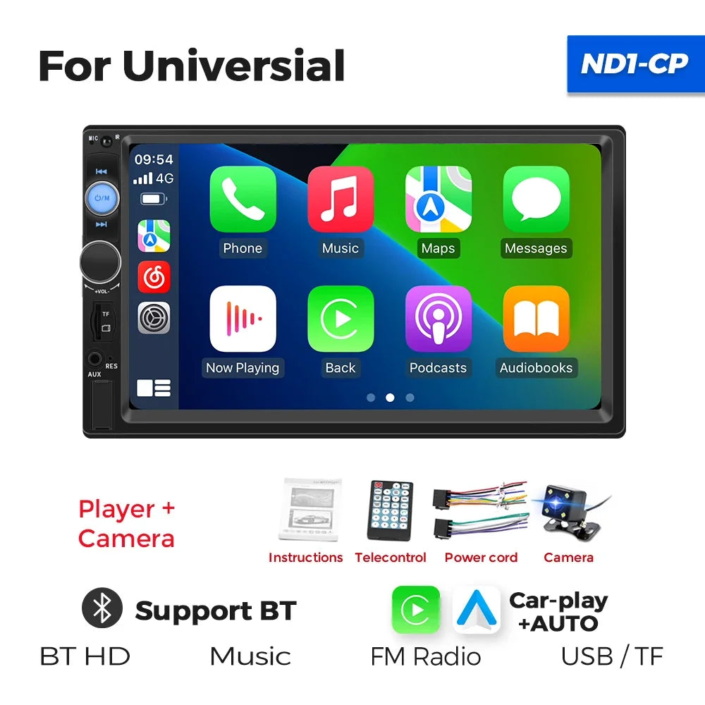 2DIN MP5 Video Player 7'' Universal Car Radio Multimedia Support Bluetooth USB TF FM Carplay Android Auto Touch Stereo Autoradio