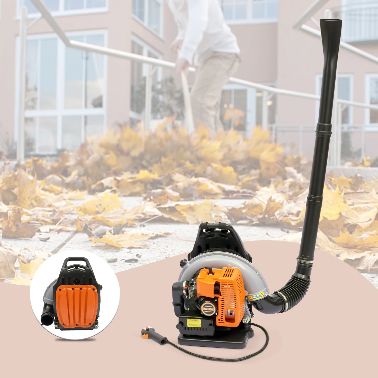 65CC 2 Stroke Petrol Backpack Leaf Air-cooled Blower Commercial Garden Yard Tool 2.7 kw 6800r/min