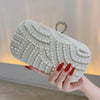 Beading Women Clutch Bags Pearl Hollow Out Metal Chain Shoulder Handbags Flap Glitter Rhinestones Party Dinner Prom Cocktail Eve
