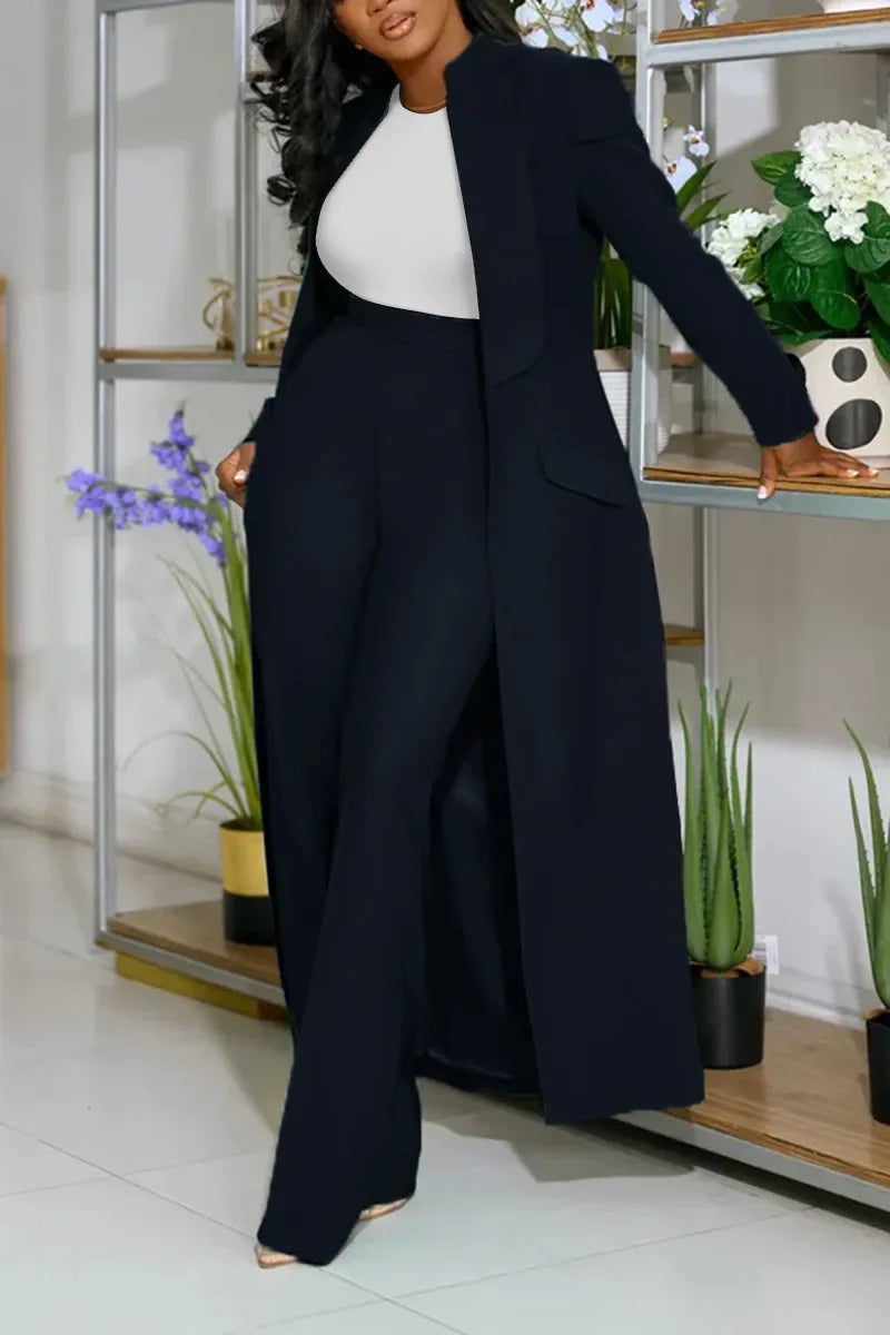 Women's Set Full Sleeve X-Long Blazer Coat+ Long Pant Suit 2025 Spring Streetwear Two 2 Piece Set Africa OL Work Outfits