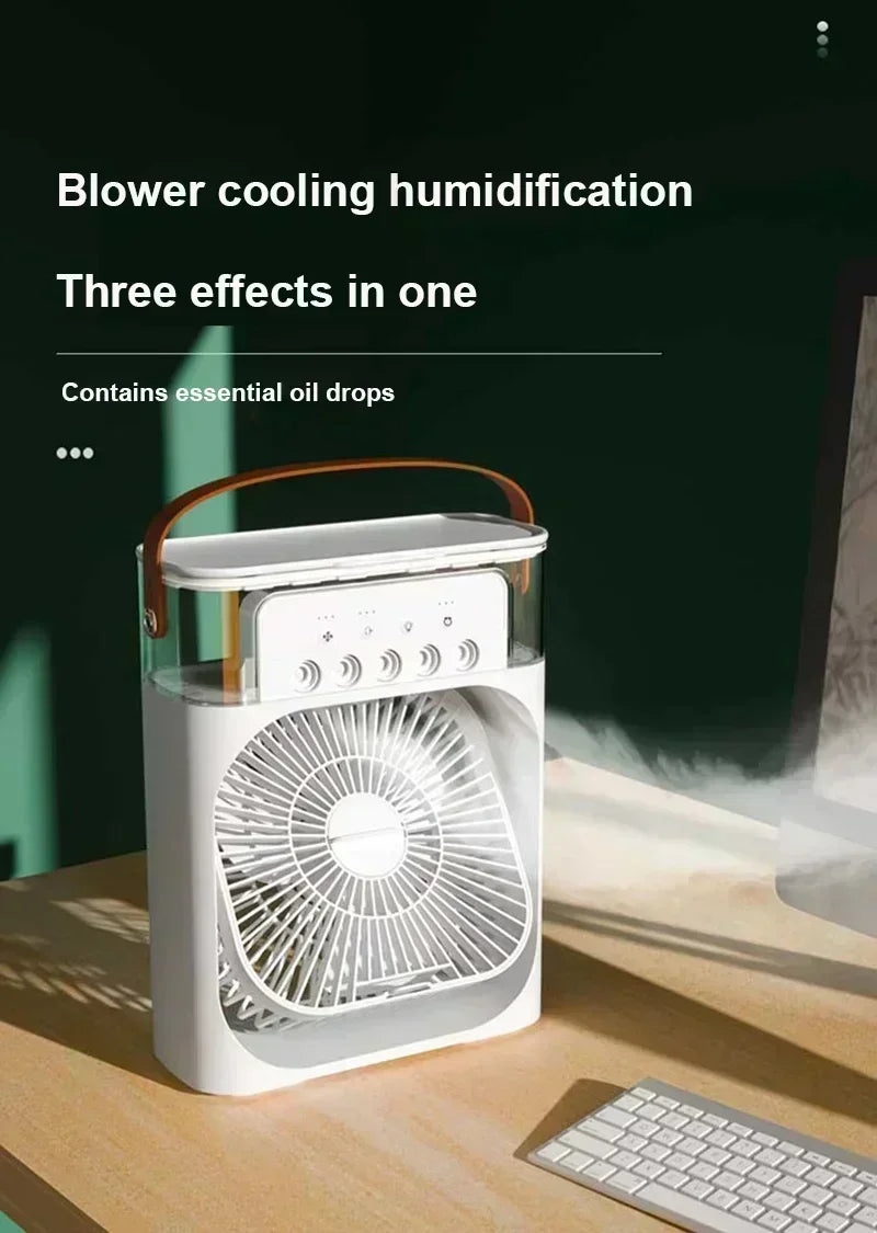 Ar condicionado portátil com luzes noturnas LED, 3 em 1 ventilador, pequeno refrigerador de ar, umidificador, casa fãs, Dropship