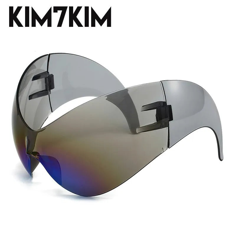 Y2k Oversized Sports Sunglasses Women 2000's Wrap Around Shield Goggle Men 2024 Luxury Brand Trends Punk Sun Glasses Male Oculos