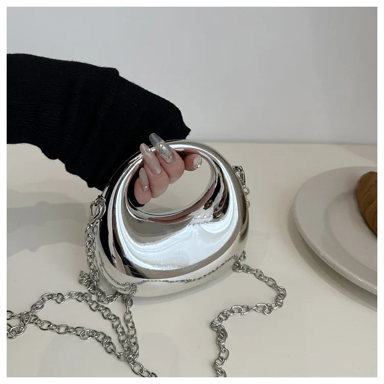 New Gold Silver Fashion Acrylic Moon Women's Handbags Luxury Ladies Clutch Bags Dinner Bag with chain 2024