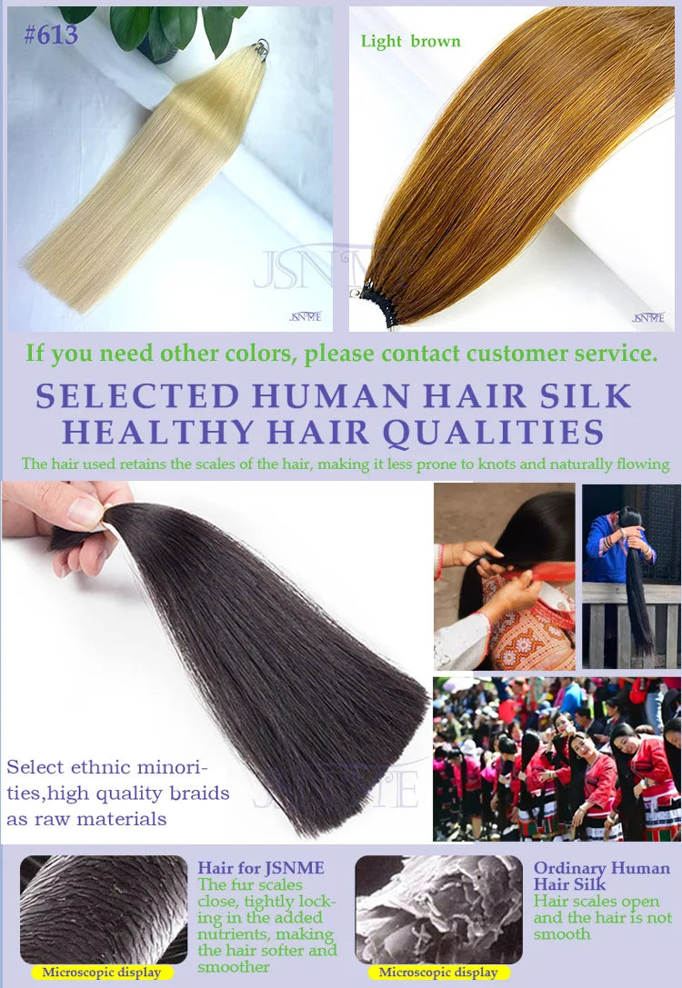 JSNME Micro Feather New hair extensions 100% Real Natural Human Hair Comfort Invisible 14-28 inch Black Brown Blonde 613 color