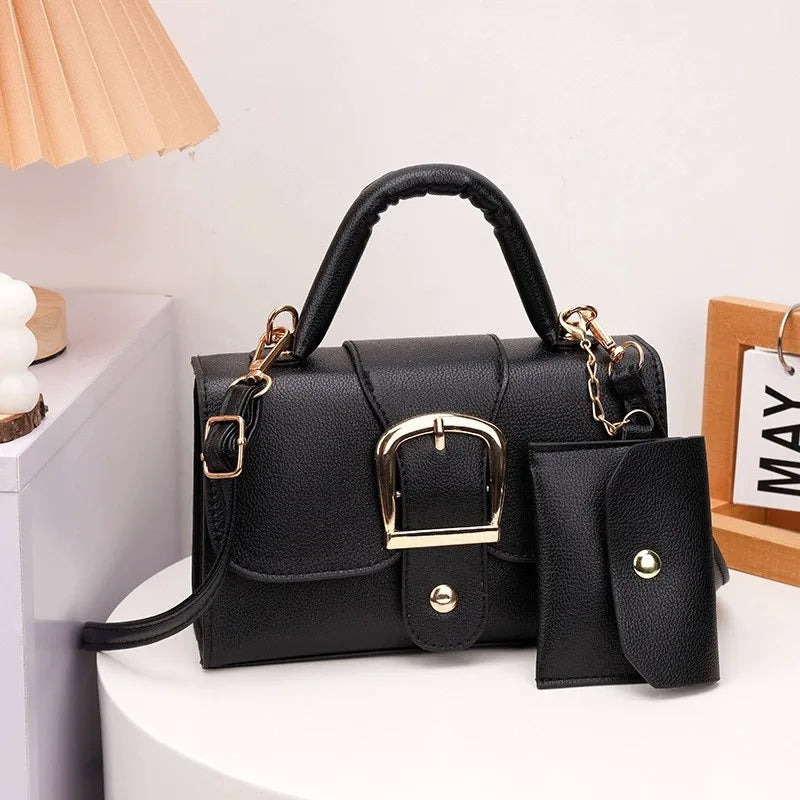 Flip Top Buckle Design Handbag Shoulder Bag with Adjustable Strap, Stylish Crossbody Purse for Women Tote Bag with Mini Pouch