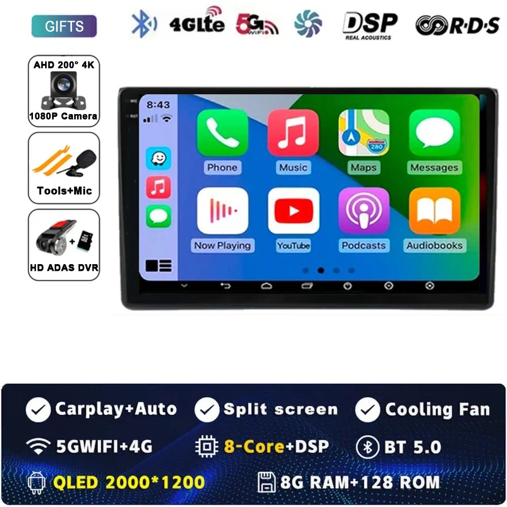 Android 14 For Audi A4 II 2 B6 III 3 B7 2000 - 2009 S4 2002 - 2008 RS4 2005 - 2009 Car Radio Multimedia Video Player Navigation