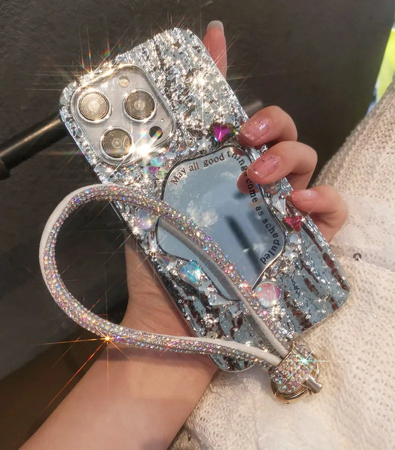 For Cell phone lanyard pendant phone strap Keychain on the phone Wrist chain luxury rhinestone pendant chain diamond bracelet