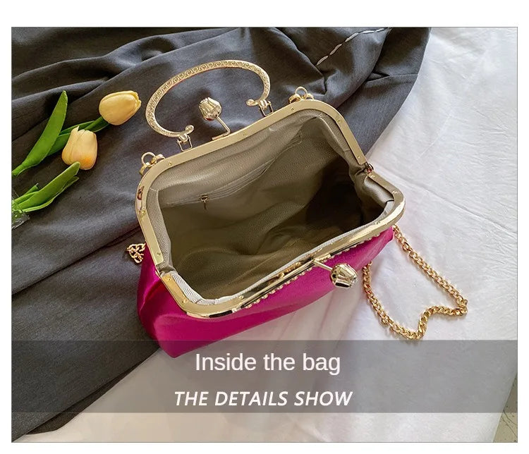 2024 Luxury Women Gold Green Chain Messenger Bags PU Leather Shoulder Bags Shell Clip Designer Handbag And Purse Wedding Clutch