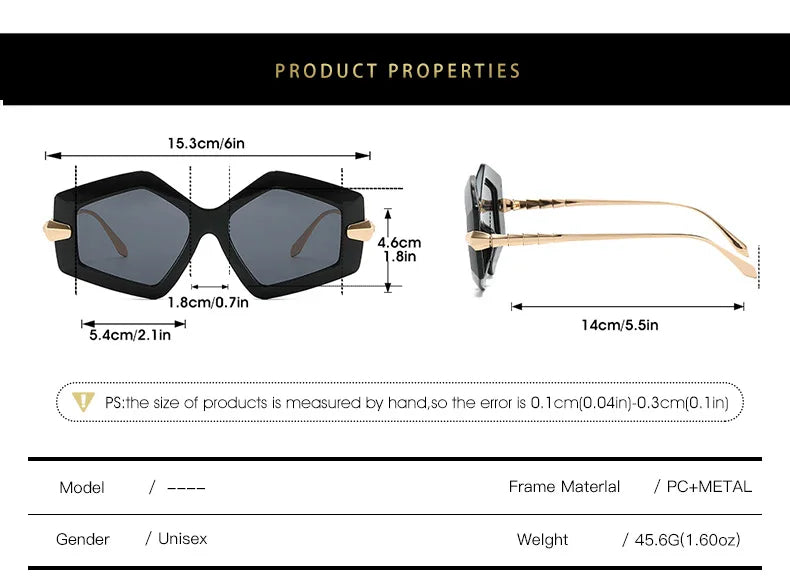 New Unique Women Fashion Sunglasses Retro Unique Lens Special Shades UV400 Men Punk Oversized Sun Glasses UV400
