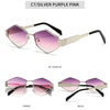 Polygonal Luxury Sunglasses Women Brand Fashion Rhombus Sun Glasses Woman 2024 Retro Vintage Metal Diamond Shades Eyewear