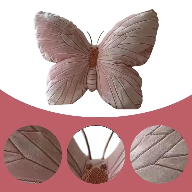 3D Butterfly Pillows Doll Pink Decorative Soft Pillow Exquisite Cute Doll Toy for Girls Sleeping Sofas Bedhead Pillow