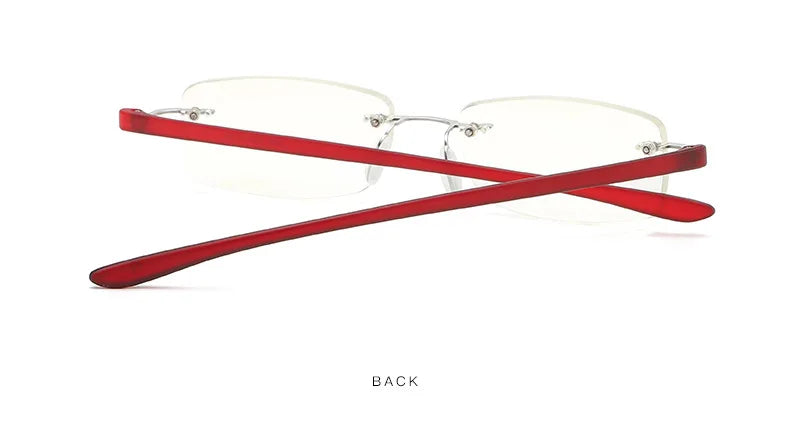 Men Blue Light Blocking Reading Glasses Women Dimond Cutting Rimless Eyeglasses Frame Anti Fatigue Hyperopia Presbyopic Eyewear