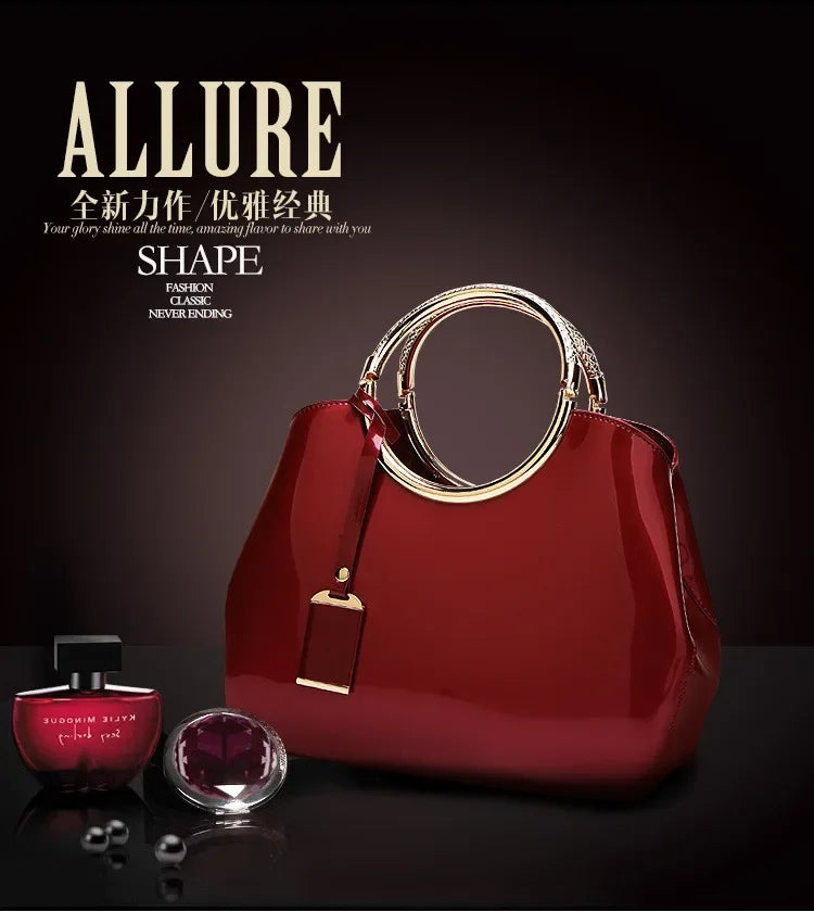New European and American Fashion Foreign Trade Women'sShoulder Wedding Bag with Bright Surface Shoulder Handheld Bride Bag