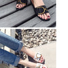 Summer Women Slippers Leather Square Toe Women Flats Flip Flops Designer Ladies Slides Sandals Women Shoes Luxury Sandals