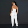 Spaghetti Strap Deep V Neck Sexy Women Straight Jumpsuits Rompers 2023 Rhinestone Big Bowknot Party Jumpsuit Birthday Outfits