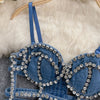 Streetwear Diamonds Denim Vest Female Bra Sleeveless Backless Sexy Summer Tank Tops For Women Camisole y2k Crop Top 2025