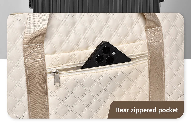 Lightweight Rhombic Lattice Travel Dufile Bag , Large Capacity Sports Fitness Storage Bag, Portable Weekender Overnight Bag