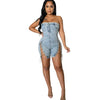 Rompers Women One Piece Elegant Splice Denim Jumpsuits Sexy Slim Fit Strapless Sleeveless Short Pants Sheath Playsuits