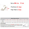 Liyke Sexy White String Bead Women Transparent High Heels Summer Fashion Butterfly-Knot Clear Sandals Pointed Toe Shoes Pumps