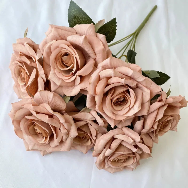 41CM 7 Forks Silk Screen Diamond Rose Artificial Flower Wedding  Living Room Decoration Road Guide Bouquet, Artificial Flower