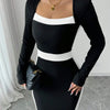 Autumn Winter Sweater Dress for Women 2024 New Arrivals Square Neck High Waist Long Knitted Dress Korean Maxi Dresses