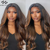 UNice Hair Bye Bye Knots 7x5 Lace Glueless Wig Brown Balayage Body Wave Human Hair Lace Front Wig Pre Cut Pre Bleached Lace Wig