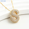 SUNSLL Cubic Zircon A-Z 26 Bubble Letter Necklace 2 Sizes Gold Plated M Chunky Balloon Initials Pendant Women Chain Jewelry 2024