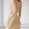 Mesh Crochet Long Beach Shirt Women Solid Cover Up Ladies Long Sleeve Hollow Out 2025 Sexy Beachwear Bathers Swim Bathing Suit