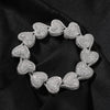 UWIN Jumbo Iced Out Heart Bracelet for Women Paved Setting Cubic Zirconia Bangle for Men Hip Hop Jewelry for Gift