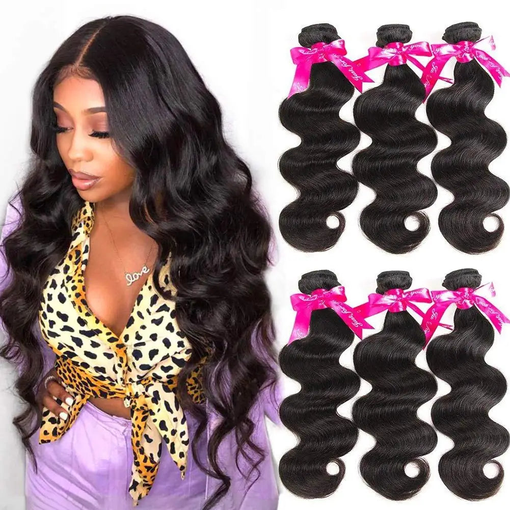 12A Brazilian Body Wave Bundles 100% Unprocessed Virgin Hair Body Wave 3 Bundles Human Hair Weave Bundles Deals Natural Black