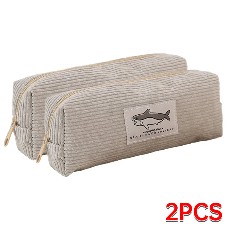 Cute Shark Pencil Case Embroidery Pen Bag Back to School Supplies Stationery Items for Girls Kids Desk Cute Accessories Gift