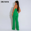CM.YAYA Sexy Party Women's Set Striped Splicing Strapless Crop Top and Wide Leg Pants 2025 Two 2 Piece Sets Outfit Tracksuits