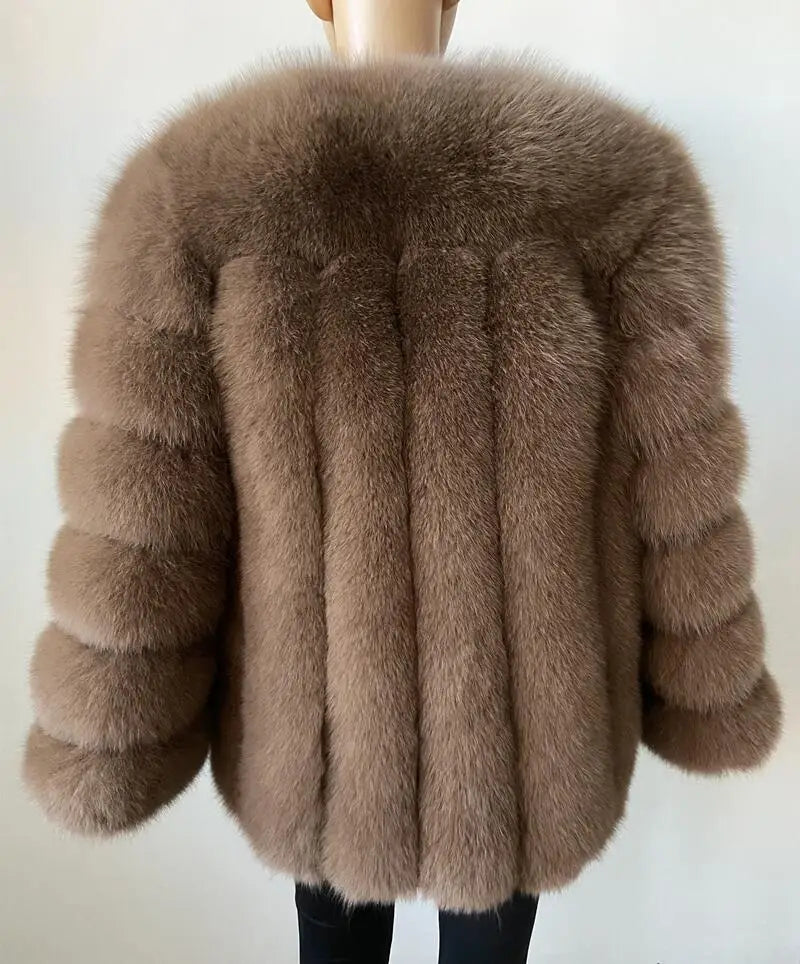 BEIZIRU Winter Woman Real Fox Fur Coat Warm Fashion Natural  New Luxury Stylelong sleeve fashion girls jacket