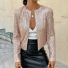 2024 Fashion Sequin Jackets Women Glitter Long Sleeve Short Coats Elegant Spring Outwear Office Ladies Solid  Streetwear Jacket
