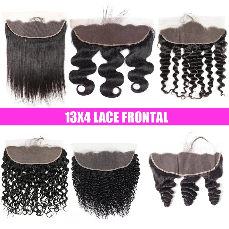 Peruvian Hair 4x4 Lace Closure Pre plucked  Straight Hair 13x4 HD Transparent Lace Frontal 100% Human Hair Natural Hair Line