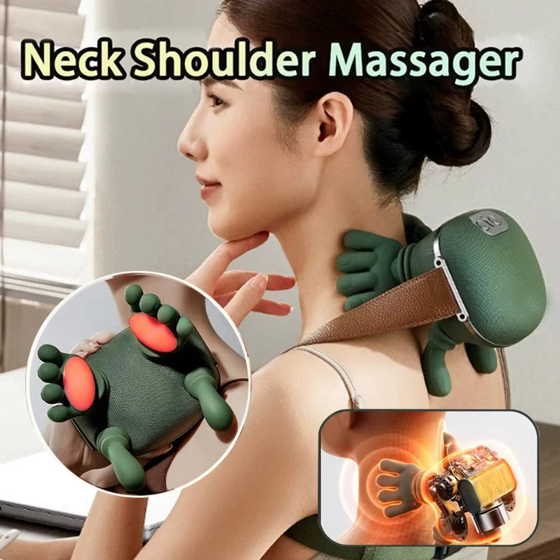 Bionisches Nacken-Schulter-Massagegerät, beheizbare Rückenmassagegeräte, elektrisches Knetmassagekissen für Nacken, Taille, Beine, Körper, 3-Stufen-Modi