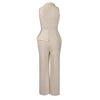 C8604 Foreign Trade Women's Fashionable Sexy Chain Collar Wide Leg African Jumpsuit Casual Style Long Dress For Ladies