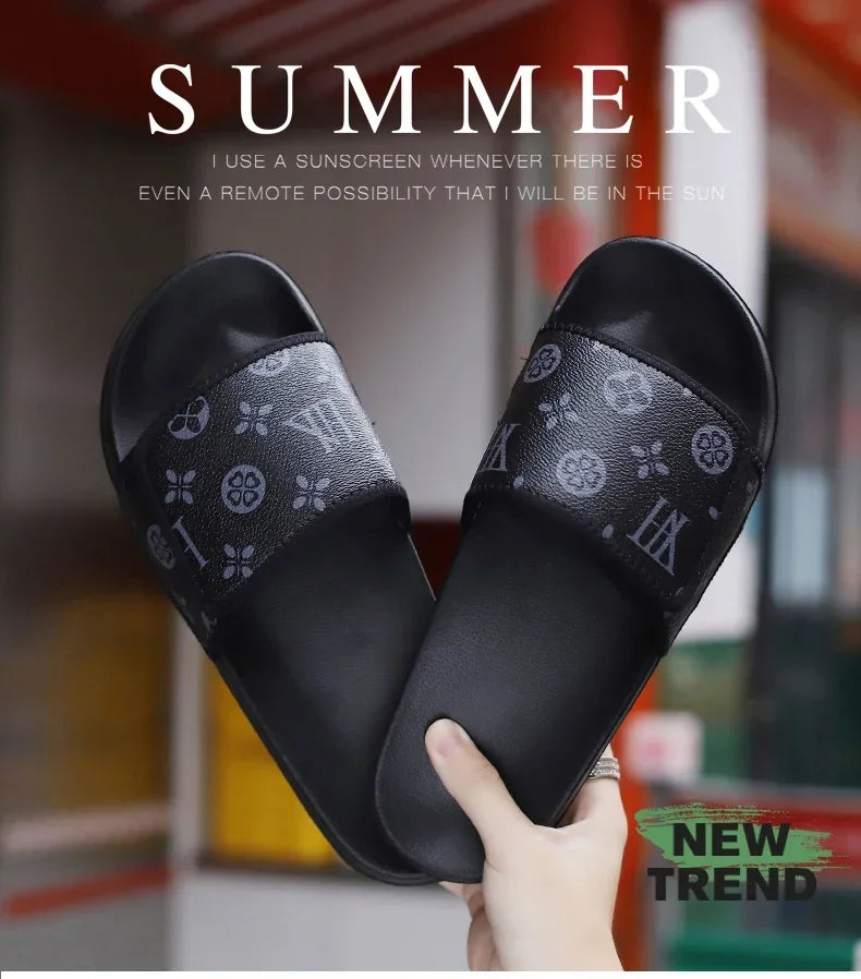 Men's Genuine Leather Sandals Comfortable Man Sandal House Slippers Man Summer Shoes Sale Genuine Mens Slipper Flip Flop Slides