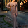 Tossy Female Pleated Sexy Maxi Dress Patchwork Twist Slim Long Sleeve Solid Y2k Autumn Streetwear Dress Women's Bodycon Dress