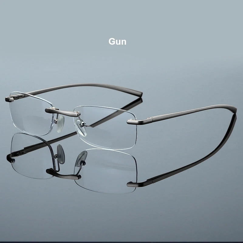 Men Blue Light Blocking Reading Glasses Women Dimond Cutting Rimless Eyeglasses Frame Anti Fatigue Hyperopia Presbyopic Eyewear