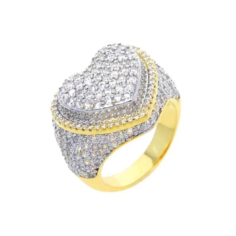 Full Micro Paved CZ Hollow Heart Ring High Quality Iced Out Bling Cubic Zirconia For Women Girlfriend Valentines Finger Jewelry