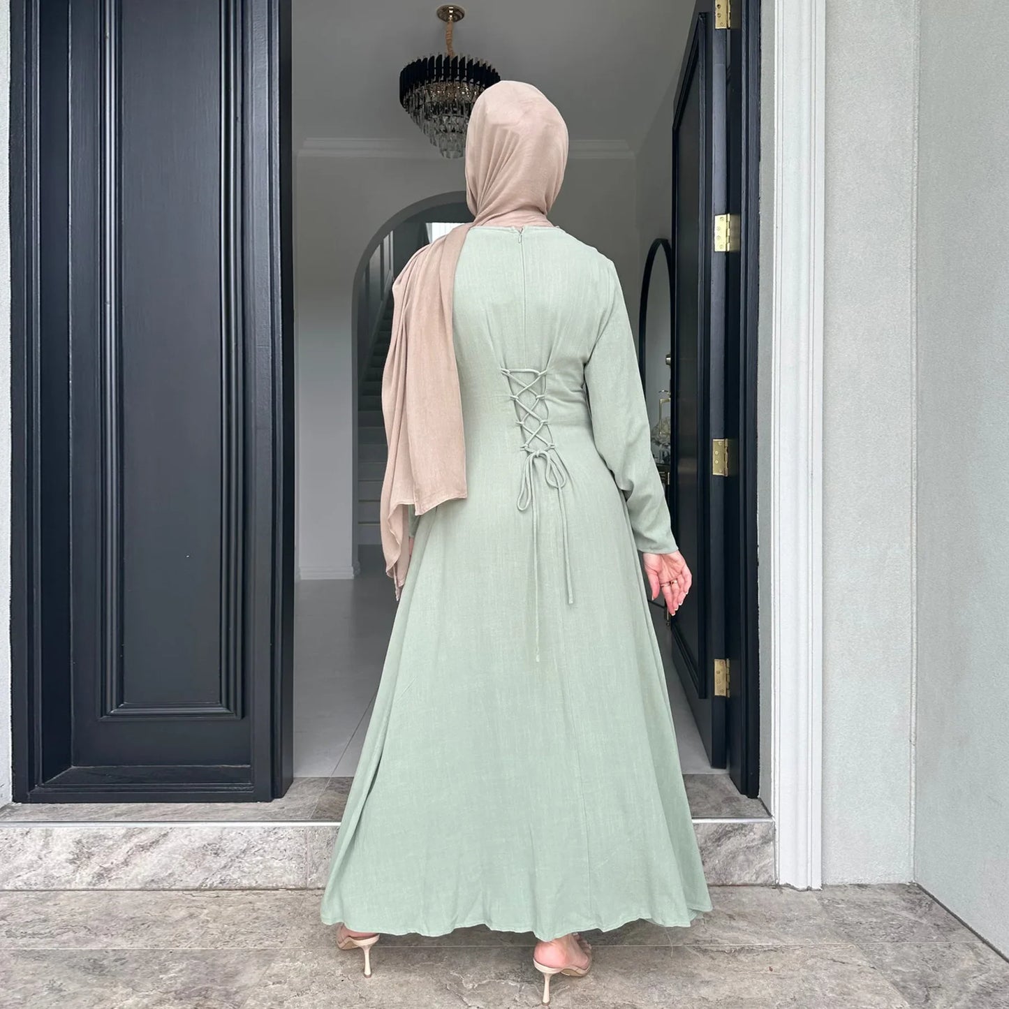 Clothes for Muslim Women Solid Robe Malay Turkey Dubai Zipper Cardigan Robe Fashion Simplicity Summer Dress Abayas for Women