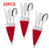 Santa Hat Ornament Utensil Holder Bag Santa Hat Fork Knife Cutlery Bag Christmas Home Decor 2024 Christmas Ornament Navidad 2025